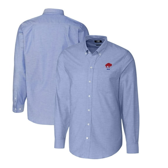 Men's Cutter & Buck Powder Blue Buffalo Bills Throwback Logo Long Sleeve Stretch Oxford Button-Down Shirt