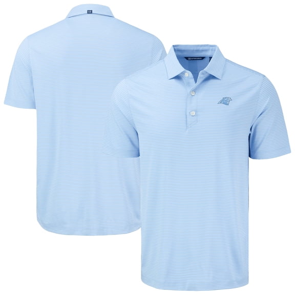 Men's Cutter & Buck  Powder Blue Carolina Panthers Forge Eco Fine Line Stripe Stretch Recycled Polo