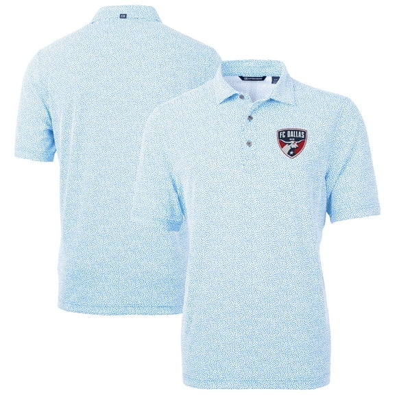Men's Cutter & Buck Powder Blue FC Dallas DryTec Virtue Eco Pique Botanical Print Recycled Polo