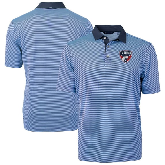 Men's-Cutter & Buck Powder Blue FC Dallas Virtue Eco Pique Micro Stripe Recycled Polo