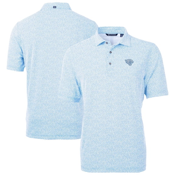 Men's Cutter & Buck Powder Blue Jacksonville Jaguars Virtue Eco Pique Botanical Print Recycled Polo