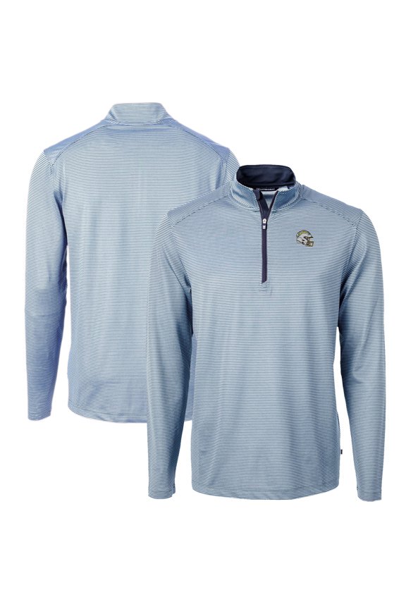 Men's Cutter & Buck Powder Blue Los Angeles Chargers Big & Tall Virtue Eco Pique Micro Stripe Tri-Blend Quarter-Zip