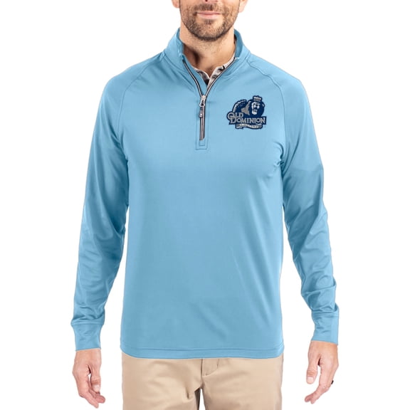 Men's Cutter & Buck Powder Blue Old Dominion Monarchs Adapt Eco Knit Stretch Recycled Quarter-Zip Pullover
