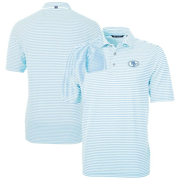 Men's Cutter & Buck Powder Blue San Francisco 49ers Virtue Eco Pique Stripe Recycled Polo