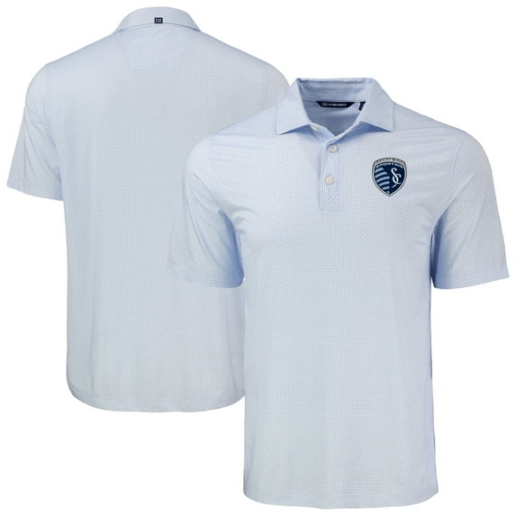 Men's-Cutter & Buck Powder Blue Sporting Kansas City Pike Eco Diamond Dot Print Recycled Polo