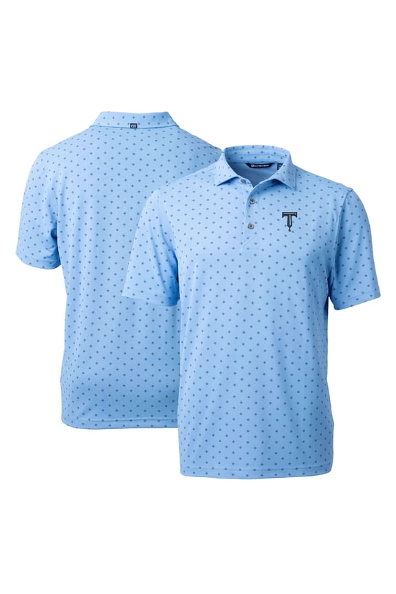 Men's Cutter & Buck Powder Blue Tulsa Drillers Virtue Eco Pique Tile Print Recycled Polo