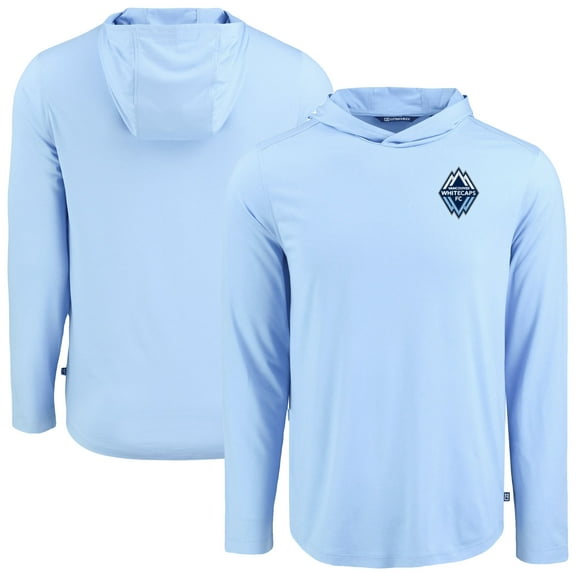 Men's-Cutter & Buck Powder Blue Vancouver Whitecaps FC Coastline Epic Comfort Eco Long Sleeve Recycled Hooded Shirt