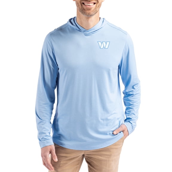 Men's Cutter & Buck Powder Blue Washington Commanders Coastline Epic Comfort Eco Recycled Men's Hooded Shirt
