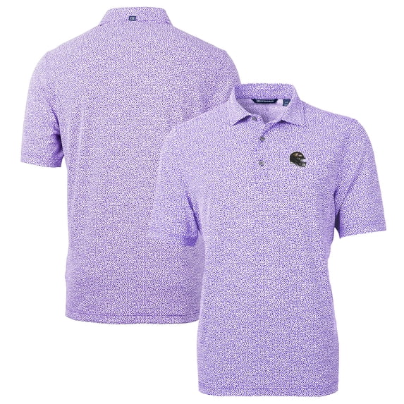 Men's Cutter & Buck Purple Baltimore Ravens Helmet Virtue Eco Pique Botanical Print Recycled Polo