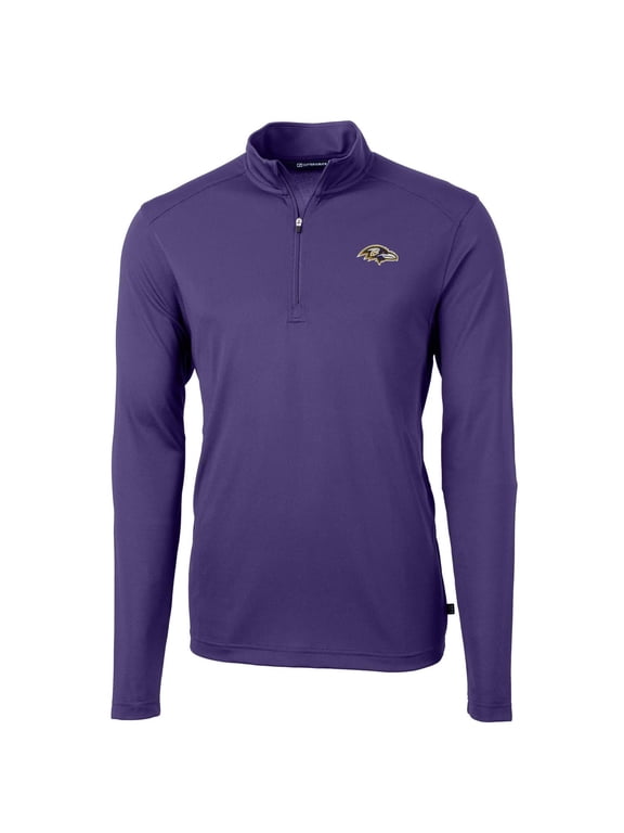 Men's Cutter & Buck Purple Baltimore Ravens Virtue Eco Pique Recycled Quarter-Zip Pullover Jacket