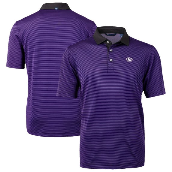 Men's-Cutter & Buck Purple/Black TCU Horned Frogs DryTec Virtue Eco Pique Recycled Polo