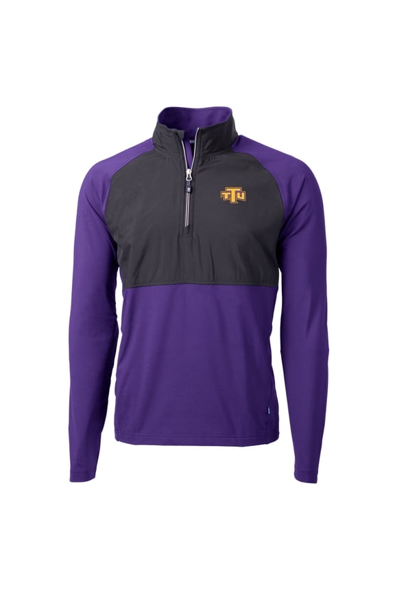 Men's Cutter & Buck Purple/Black Tennessee Tech Golden Eagles Adapt Eco Knit Hybrid Recycled Quarter-Zip Pullover Top