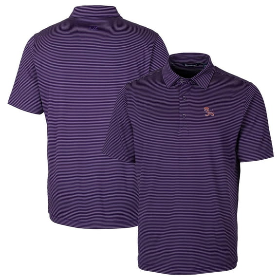 Men's Cutter & Buck Purple Clemson Tigers Big & Tall Forge Pencil Stripe Stretch Polo