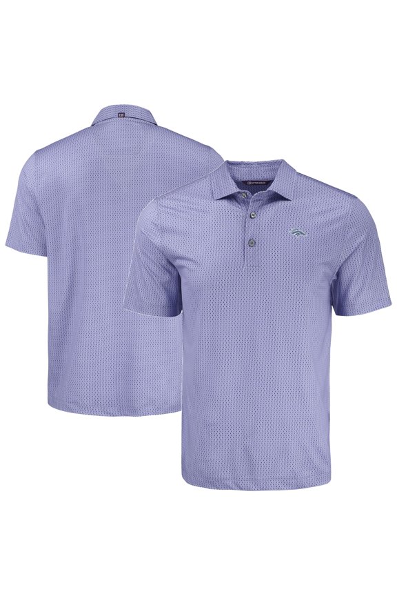Men's Cutter & Buck Purple Denver Broncos Pike Eco Shadow Check Print Recycled Polo