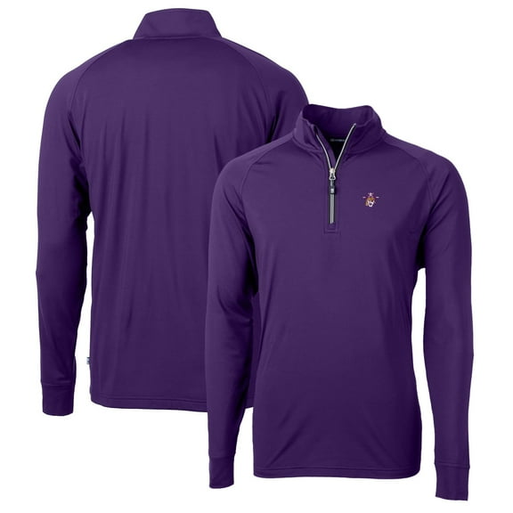 Men's Cutter & Buck Purple ECU Pirates Adapt Eco Knit Stretch Recycled Quarter-Zip Pullover Top