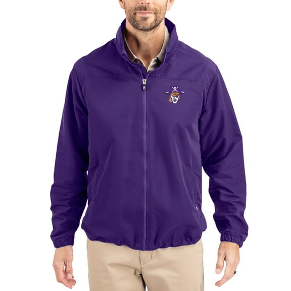 Men's Cutter & Buck Purple ECU Pirates Charter Eco Recycled Full-Zip Jacket