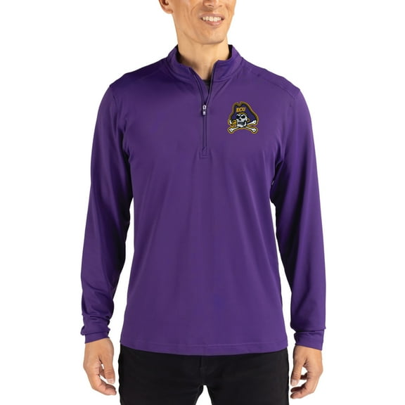 Men's-Cutter & Buck Purple ECU Pirates Virtue DryTec Quarter-Zip Pullover