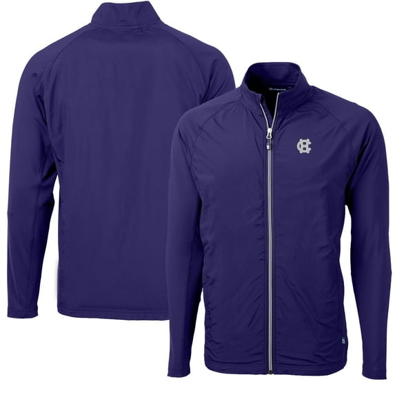 Men's Cutter & Buck Purple Holy Cross Crusaders Adapt Eco Knit Hybrid Recycled Full-Zip Jacket
