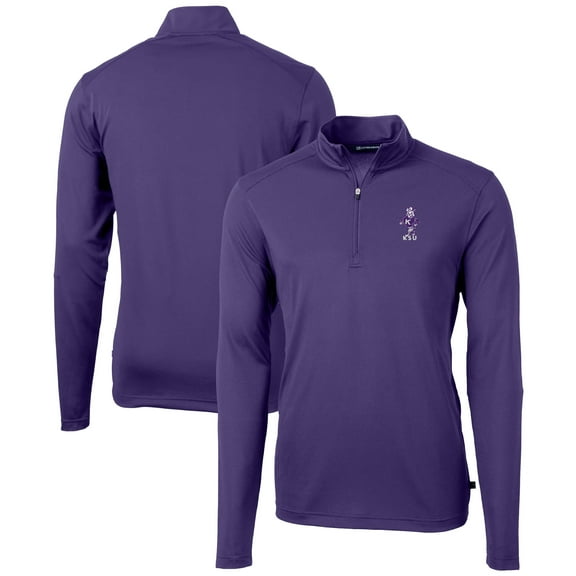 Men's Cutter & Buck Purple Kansas State Wildcats Vault DryTec Virtue Eco Pique Recycled Quarter-Zip Top