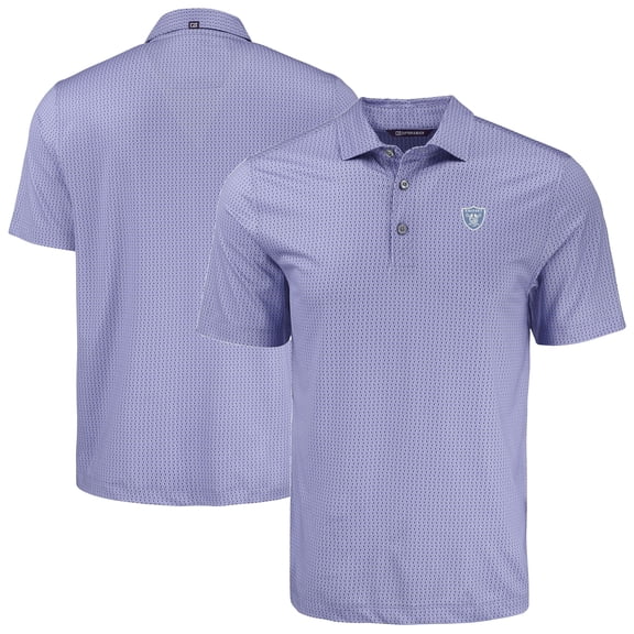 Men's Cutter & Buck  Purple Las Vegas Raiders Pike Eco Shadow Check Print Recycled Polo