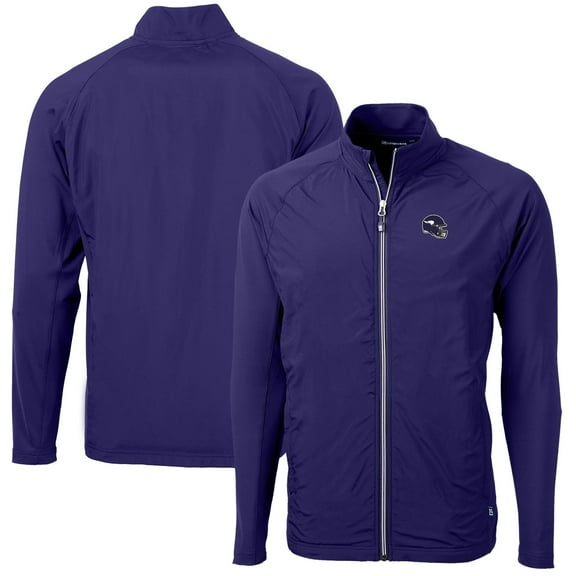 Men's Cutter & Buck  Purple Minnesota Vikings Helmet Adapt Eco Knit Hybrid Recycled Full-Zip Jacket