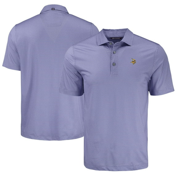 Men's Cutter & Buck Purple Minnesota Vikings Pike Eco Shadow Check Print Recycled Polo