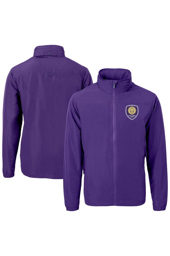 Men's-Cutter & Buck Purple Orlando City SC Charter Eco Recycled Full-Zip Jacket