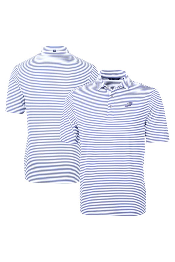 Men's Cutter & Buck Purple Philadelphia Eagles Virtue Eco Pique Stripe Recycled Polo