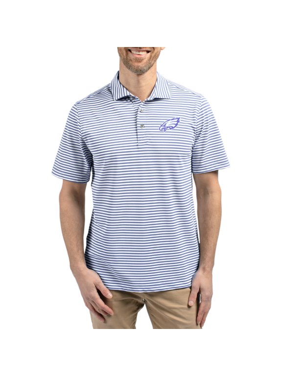Men's Cutter & Buck Purple Philadelphia Eagles Virtue Eco Pique Stripe Recycled Polo