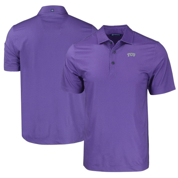 Men's Cutter & Buck Purple TCU Horned Frogs Pike Eco Tonal Geo Print Stretch Recycled Polo