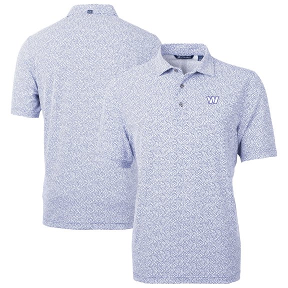 Men's Cutter & Buck Purple Washington Commanders Virtue Eco Pique Botanical Print Recycled Polo