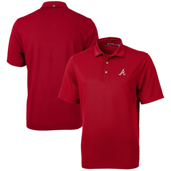 Men's Cutter & Buck Red Atlanta Braves Virtue Eco Pique Recycled Polo
