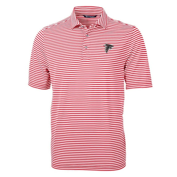 Men's Cutter & Buck Red Atlanta Falcons Virtue Eco Pique Stripe Recycled Polo