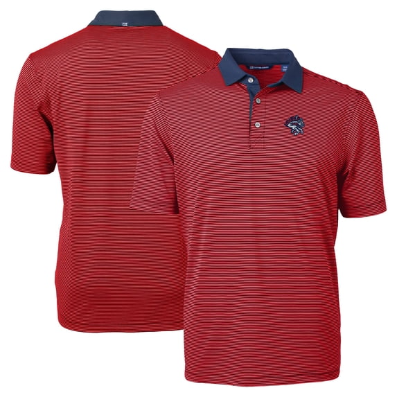 Men's Cutter & Buck Red Binghamton Rumble Ponies Big & Tall Virtue Eco Pique Micro Stripe Recycled Polo