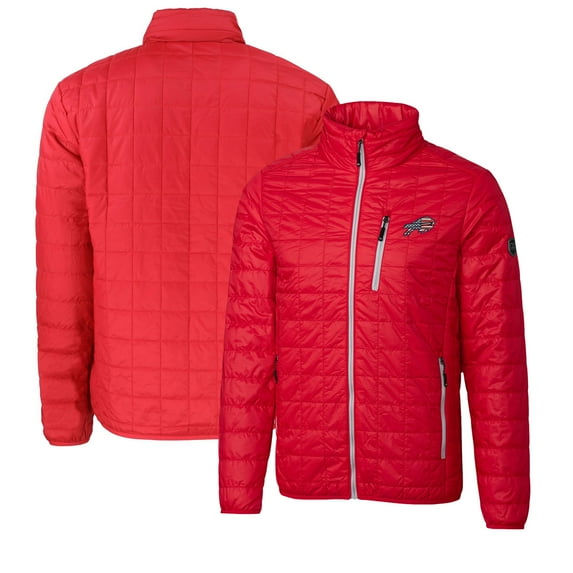 Men's Cutter & Buck Red Buffalo Bills Big & Tall Rainier PrimaLoft Eco Insulated Full-Zip Puffer Jacket