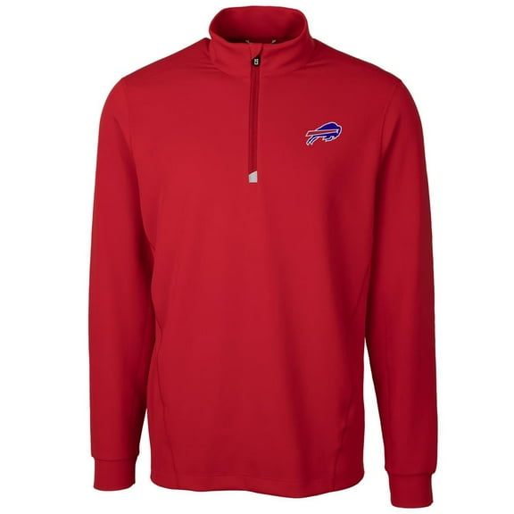 Men's Cutter & Buck Red Buffalo Bills Traverse Quarter-Zip Pullover Jacket