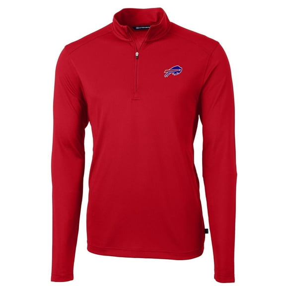 Men's Cutter & Buck Red Buffalo Bills Virtue Eco Pique Recycled Quarter-Zip Pullover Jacket