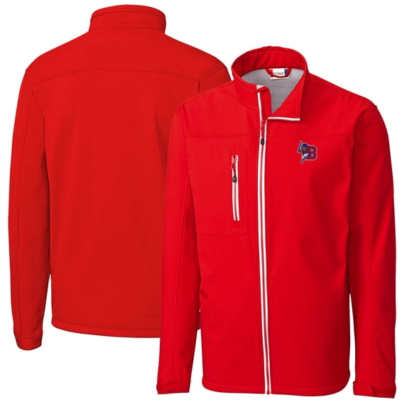 Men's Cutter & Buck Red Buffalo Bisons Clique Telemark Eco Stretch Softshell Full-Zip Jacket