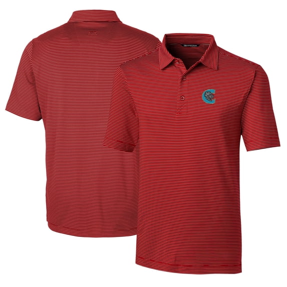 Men's Cutter & Buck Red Charlotte Knights Big & Tall Forge Pencil Stripe Stretch Polo