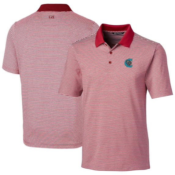Men's Cutter & Buck Red Charlotte Knights Forge Tonal Stripe Stretch Polo