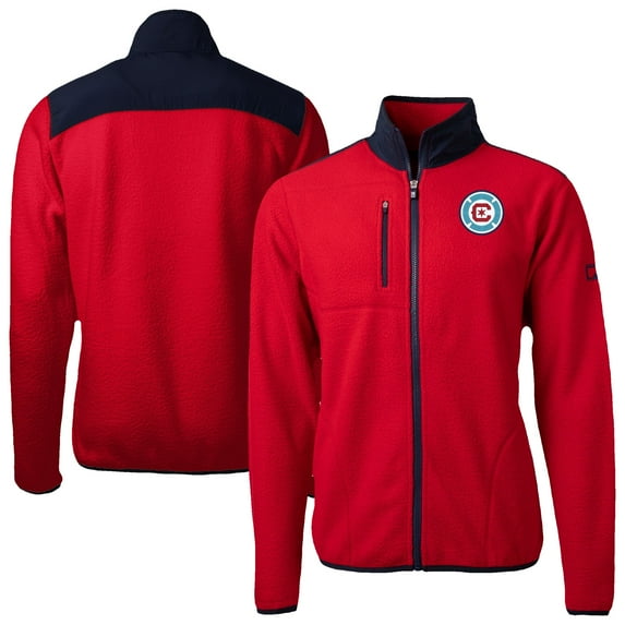 Men's-Cutter & Buck Red Chicago Fire Big & Tall Cascade Eco Sherpa Fleece Full-Zip Jacket