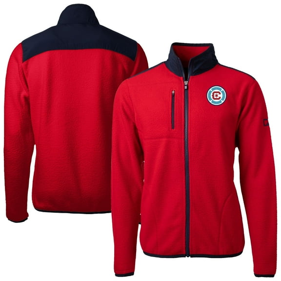 Men's Cutter & Buck Red Chicago Fire Cascade Eco Sherpa Fleece Full-Zip Jacket