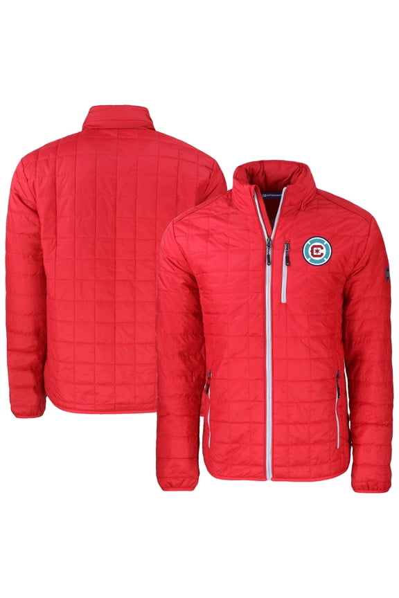 Men's-Cutter & Buck  Red Chicago Fire Rainier PrimaLoft Eco Insulated Full-Zip Puffer Jacket