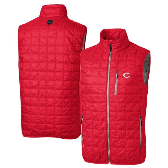 Men's Cutter & Buck Red Cincinnati Reds Big & Tall Rainier PrimaLoft- Eco Insulated Full-Zip Puffer Vest