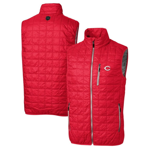 Men's Cutter & Buck Red Cincinnati Reds Rainier Full-Zip Puffer Vest