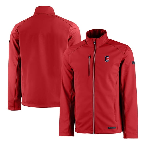 Men's Cutter & Buck Red Cleveland Guardians Evoke Eco Softshell Recycled Full-Zip Jacket