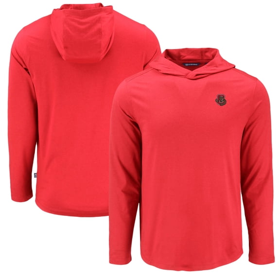 Men's Cutter & Buck Red Cornell Big Red Coastline Epic Comfort Eco Recycled Long Sleeve Hoodie T-Shirt