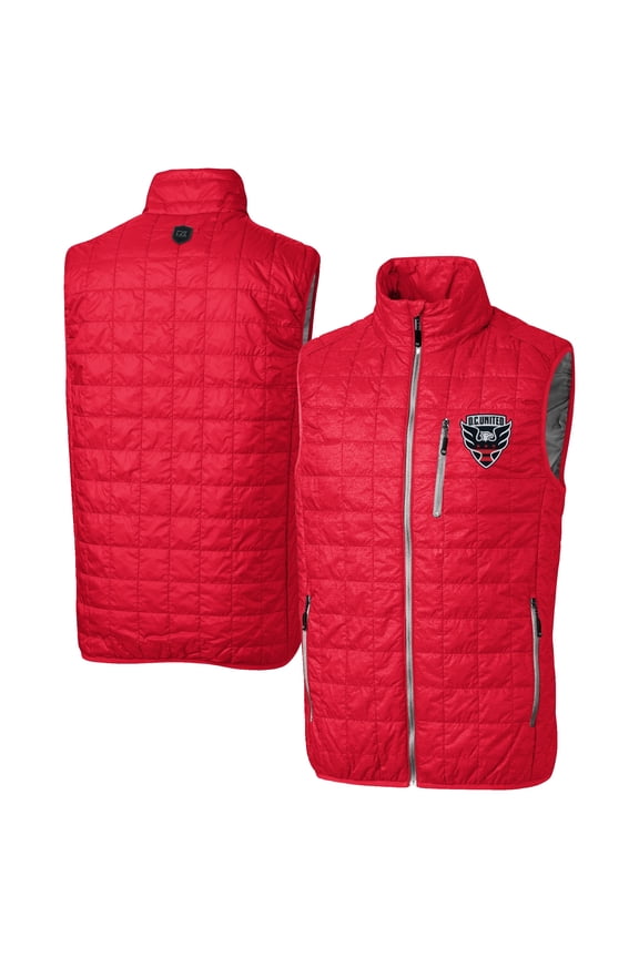 Men's-Cutter & Buck Red D.C. United Rainier PrimaLoft Eco Insulated Full-Zip Puffer Vest