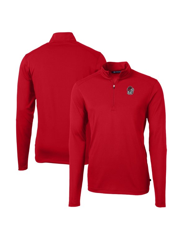 Men's Cutter & Buck Red Georgia Bulldogs Big & Tall Virtue Eco Pique Recycled Quarter-Zip Pullover Top