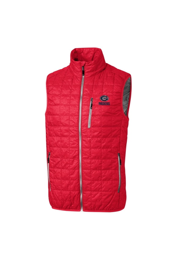 Men's Cutter & Buck Red Green Bay Packers Americana Rainier Full-Zip Vest
